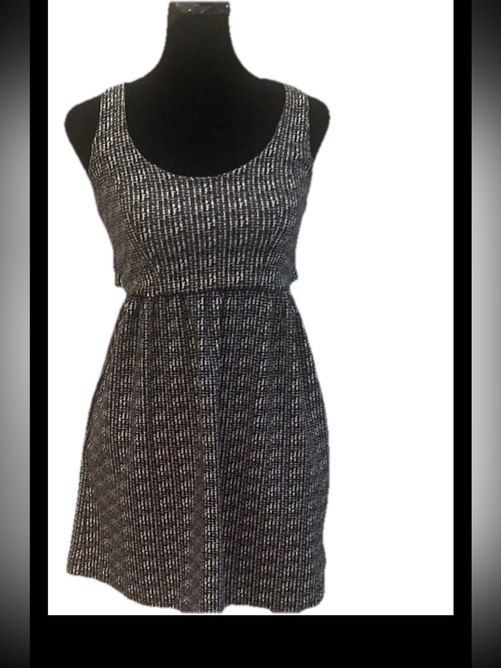 silence + noise Black White Geometric Cut Out Scoop Neck Sleeveless Dress XS